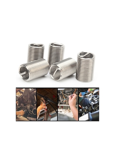 Moveevo M20x2.5x2.5d Sus304 Çelik Tel Vida Kılıfı, 5 Adet, Yıldız Profil, Vida Teli Onarım Ve Koruma Kılıfı