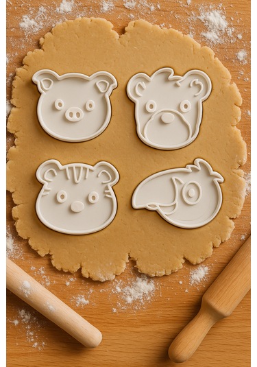 Hayvan Figürlü Kurabiye Kalıbı Seti - Sevimli Hayvan Temalı Kurabiye Ve Fondan Kalıpları Beyaz