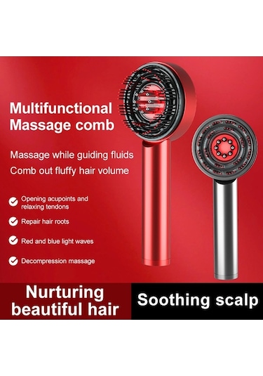 Novahub Yağ Aplikatörlü Saç Derisi Masaj Fırçası - Shiatsu Kırmızı, Kablosuz Masaj Aleti Kırmızı