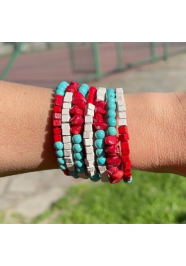 Bbaccessorıes Bb Boncuklu Bileklik Mavi - Kırmızı