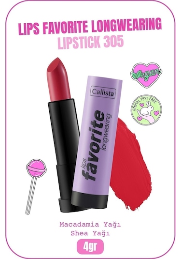 Callista Lips Favorite Longwearing Lipstick Ruj 305 Happy Mantra - Pembe