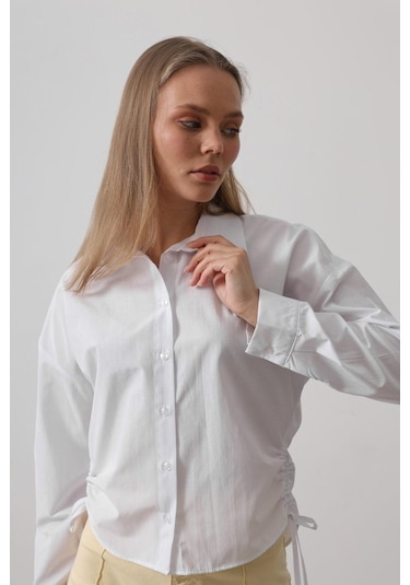 The İstanbul Yanları Bağlamalı Basic Gömlek - Beyaz Beyaz