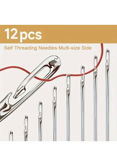 12 Adet Kolay İplik Geçirilen İğne Seti Renkli