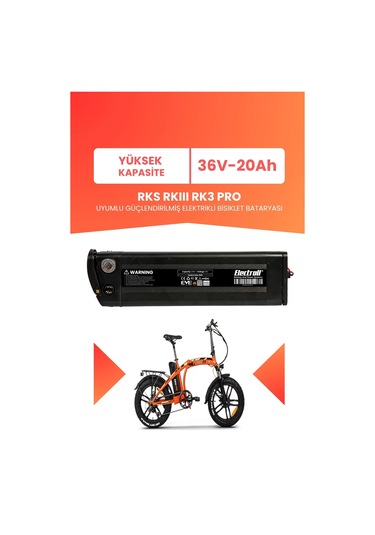 Rks Rkııı Rk3 Pro Uyumlu 36v 20ah Elektrikli Bisiklet Bataryası Siyah