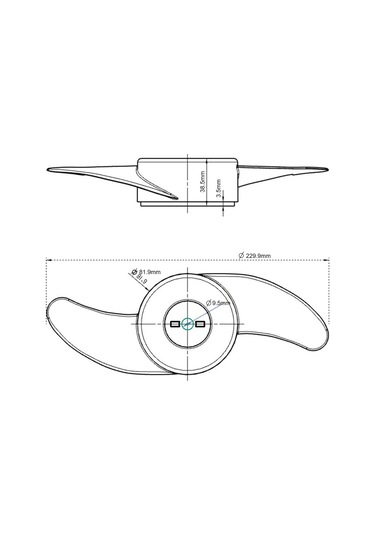 Springsun 2 Bladesli Elektrikli Gemi İçin Spiral Perde, Plastik Vites, Siyah Rengi, 50g Ağırlık