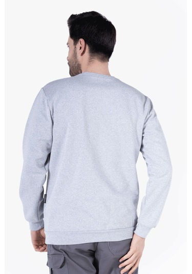2 İplik Bisiklet Yaka Sweatshirt Gri Melanj
