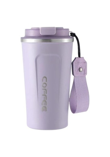 Mor Mühür Kapaklı Seyahat Kahve Kupa Dökülmeye Dayanıklı Yalıtımlı Çevre Dostu Kolay Tek Elle İçme Paslanmaz