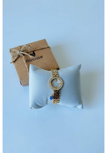 Allmisse Altın Kaplama Çeyrek Altın Takılan Yaprak Desenli Çelik Kelepçe Bileklik - Altın