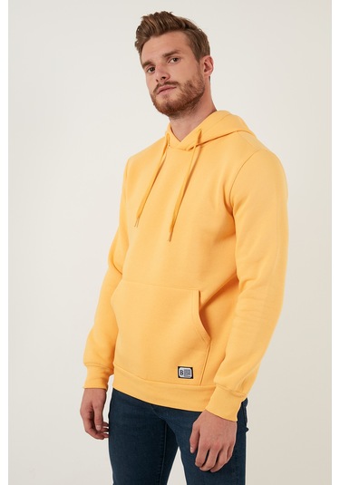 Buratti Regular Fit Kapüşonlu Kanguru Cepli Içi Tüylü Yumuşak Şardonlu Erkek Sweat 5905281 Hardal