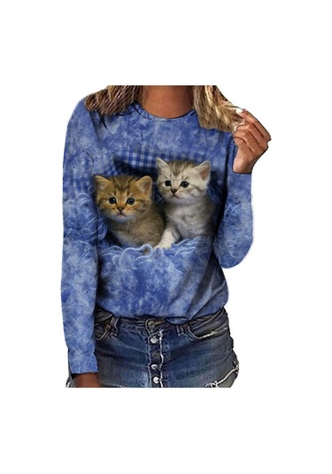 Lacivert Komik Sevimli Kedi 3d Baskı Gömlek Rahat Kazaklar Kadın Kıyafetleri İlkbahar Sonbahar Uzun Kollu Tişörtler Kadın Giyim Moda Üst Giyim Lacivert Lacivert Komik Sevimli Kedi 3d Baskı Gömlek Rahat Kazaklar Kadın Kıyafetleri İlkbahar Sonbahar Uzun Kollu Tişörtler Kadın Giyim Moda Üst Giyim Lacivert