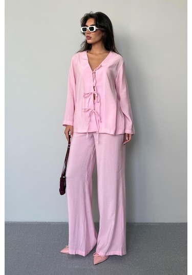 Madmext Pembe Önü Bağlamalı Alt Üst Takım Mg2473 Pembe