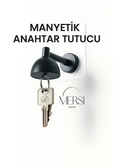 Lamba Şeklinde Manyetik Anahtar Tutucu Duvara Yapışkanlı Dekoratif Askı Gri - Siyah