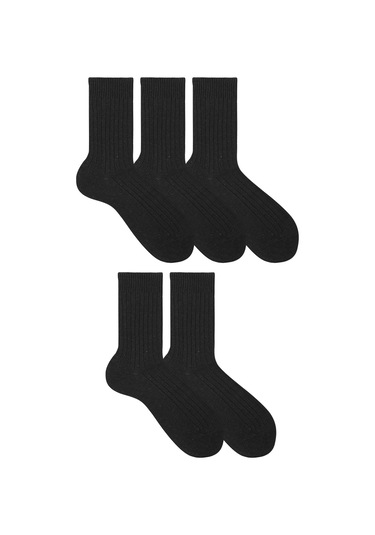 Kışlık Siyah Erkek Lambswool Yünlü Uyku Çorabı Soft Touch 1 Çift Siyah