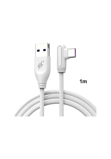Enkay Hat-prince Enk-cb109 5a Usb To Usb-c / Type-c 90 Derece Dirsek Silikon Veri Senkronizasyon Hızlı Şarj Kablosu, Kablolu Uzunluk: 1m Beyaz