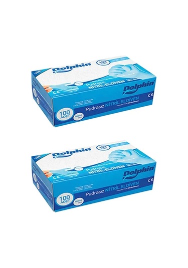 Cerrahi Eldiven Mavi Nitril 100'lü Paket 2 Adet L Beden Muayene Eldiveni