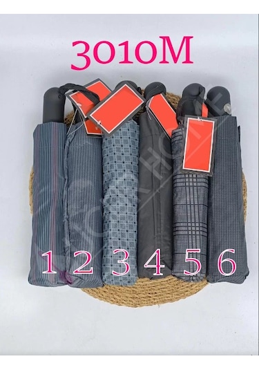 Şemsiye Yarım Oto Bay 8 Telli Çok Renkli