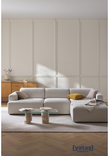 Most Mollista 3 Modül Sağ Köşe Koltuk 01 Kırık Beyaz Keten Kumaş