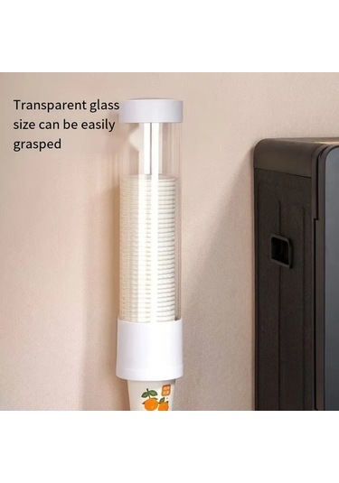 Dashanshop Duvar Tipi Toz Geçirmez Matara Dispanseri Uzun Beyaz Şeffaf Turuncu Aksanlı 2 Model Beyaz