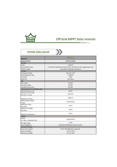 Ortec Solar 48v 5.6kW/5600va Mppt Wi-fi Tam Sinüs Akıllı İnverter