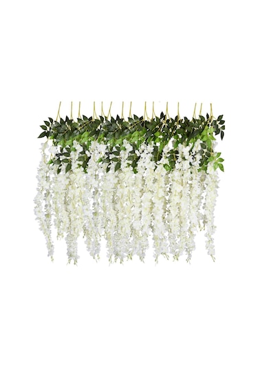 Yapay Çiçek Sarkan 3 Dallı Akasya 90cm BEYAZ