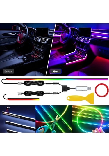 Xuweiwei Dreamcolor Car Led Light 2025 Yeni Çok Renkli Araç İçi Led Dekoratif Işık Şeridi Tesla Jeep Suv