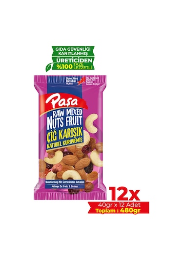 Paşa Kuruyemiş Çiğ Karışık Naturel Kuruyemiş 12 x 40 G