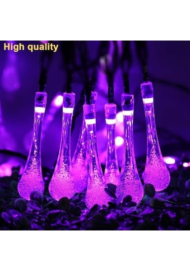 Didadodo Güneş Enerjili 30 Led Dekoratif Işık Mor 30 Adet Mor Led Işık -