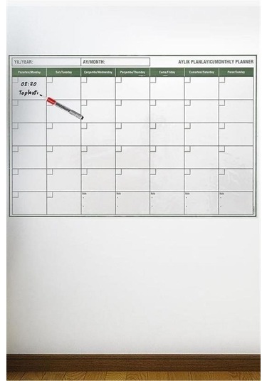 Ollevra Manyetik Yapışkanlı Bir Aylık Program Planlayıcı Takvim 85x56 Cm Çok Renkli