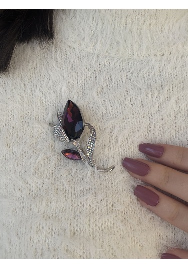 Mürdüm Lale Motif Broş Altın