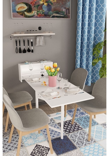 Dekorfim DF01106B Duvara Monte Pratik Katlanır Kırma Mutfak ve Yemek Masası