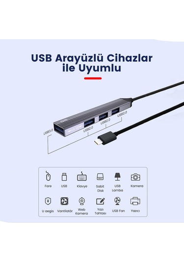 Dm CHB057 USB Type-C To 4 Portlu 3xUSB 2.0 1xUSB 3.0 15 CM Hub