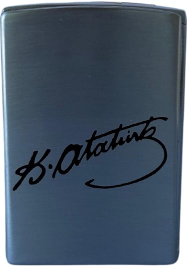 Premiumquality Tek Torch Pürmüz Gümüş Atatürk İmzalı Metal Puro Çakmağı