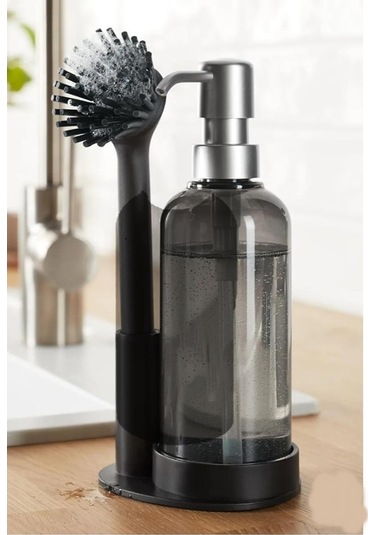 Büro Ev Ofis Banyo Mutfak Düzeni İçin Silikon Fırçalı Standlı Sıvı Deterjan Sabunluk Seti Diğer