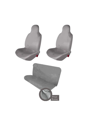 Penye Oto Koltuk Kılıfı Her Arabaya Uyumlu Ön Arka Set Logosuz Gri