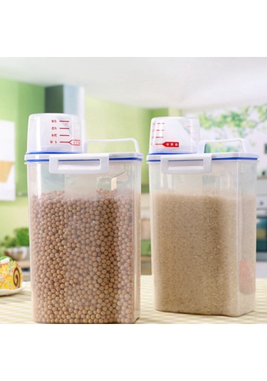 Leezsing 2l Şeffaf Muhafaza Kabı - Pp Plastikli Silikon Oto Kapatma Kapaklı Pirinç, Tahıl, Atıştırmalık Depolama Kutusu