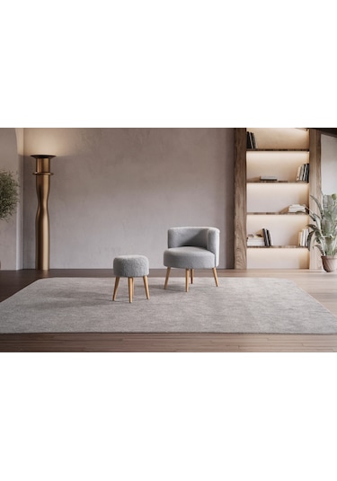 Panda Çay Seti Berjer Ve Puf Takımı Salon, Balkon, Ofis 2 Li Takım Gri Gri