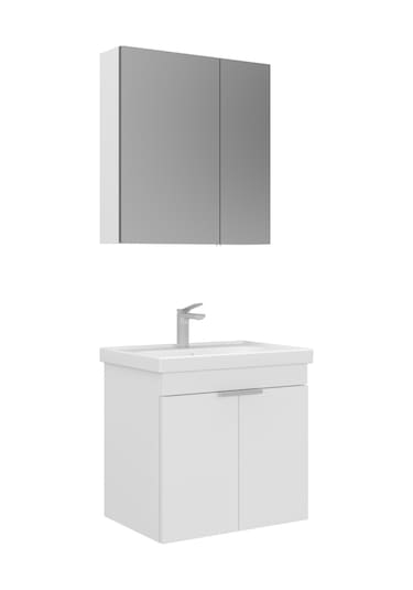 Orka Desna 60 Cm Mat Beyaz Banyo Dolabı Alt Modül Lavabo Beyaz