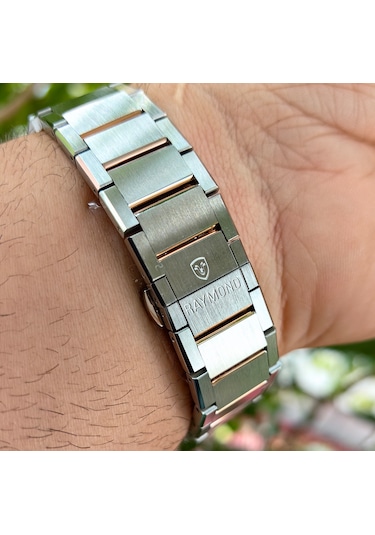 Raymond Star Serisi Kahverengi Kadran Çelik Erkek Kol Saati Gümüş - Rose Gold