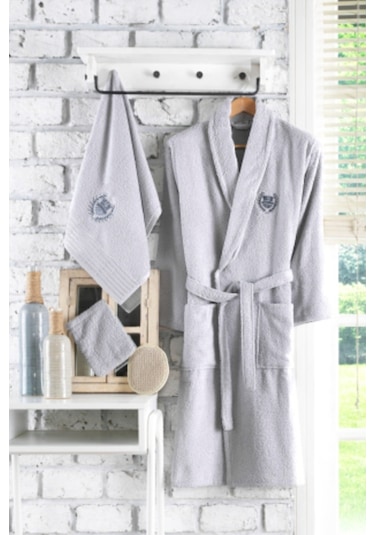 Güvenal Rüya 5 Parça Nakışlı Bornoz Seti | Bornoz Takımı