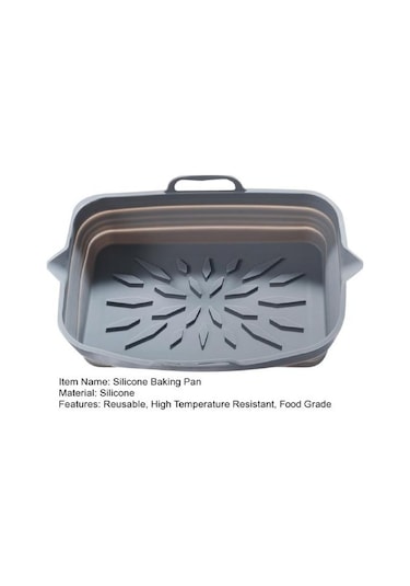 Pembe Fritöz Fırın Tepsisi Gıda Sınıfı Yeniden Kullanılabilir Yağa Dayanıklı Bakeware Yapışkan Olmayan Katlanabilir Fritöz Tavası Mutfak Aksesuarları Pembe