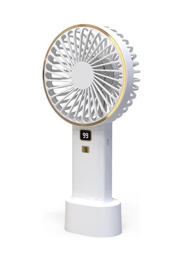 Yeni Usb Dijital Ekran Fanı El Masaüstü Taşınabilir Elektrikli Fan Şarj El Mini Elektrikli Fan Elektrikli 9770 Beyaz