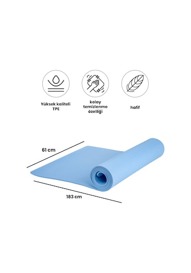 Yumuşak Ve Kaymaz Yüzeyli Yoga & Pilates Matı - 6mm Kalınlık, Hafif Ve Taşınabilir Spor Matı Mavi