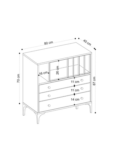 Decormet Nevada Şifonyer Safir Meşe Diğer