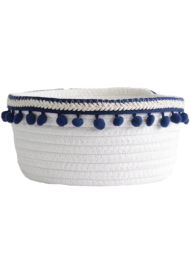 Suntek Güzel Yumuşak Depolama Sepeti Dokuma Pamuk İpliği Yün Lacivert Peluş Top Lacivert