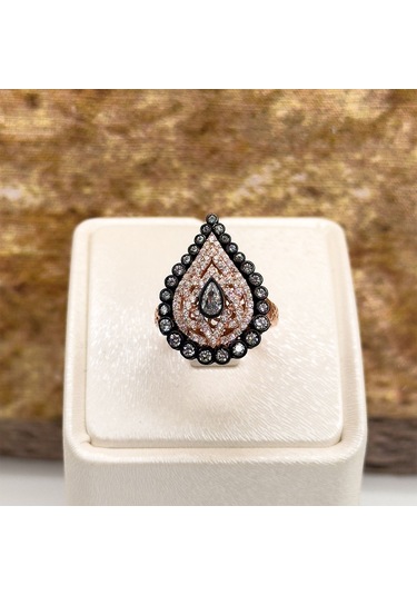 Elmas Montür Rosegold Damla Gümüş Set Takım - Lvrset08 Rose Gold