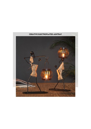 Gajeena Vintage Demir Şamdan - Dekoratif Fener Tasarımı, Mumluk Mum Dahil Değil