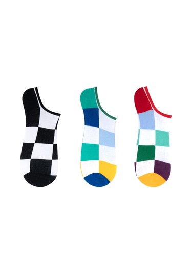 The Socks Company 3 Çift Özel Kutulu Erkek Görünmez Çorap 23SDCR153P Beyaz - Gri