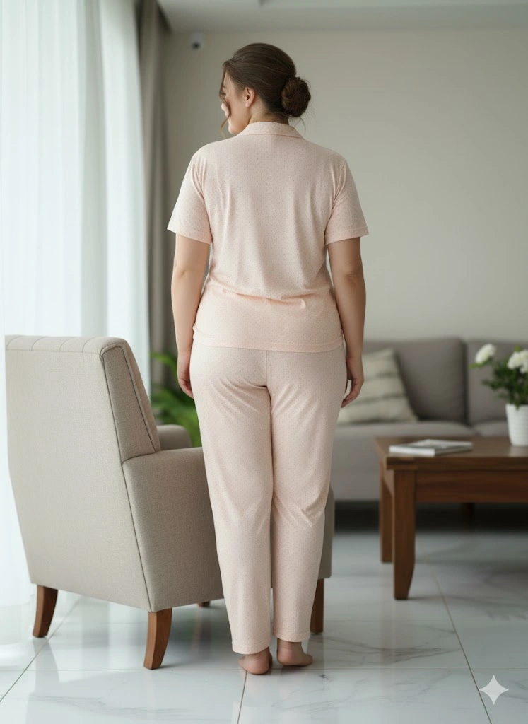 Kadın Düğmeli Pijama Takım Pembe