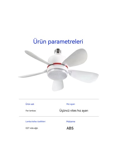 Ev Tipi Sessiz Fan Avize Aydınlatmasıhepsi Bir Arada Fan Beyaz