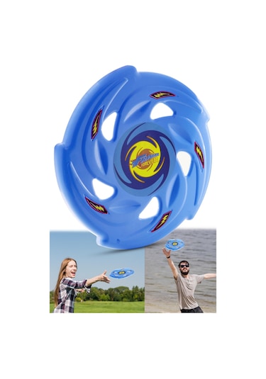 Frisbee Frizbi Fırlatma Diski Disk Atma Oyunu Çocuk Yetişkin Plaj Bahçe Oyuncak 24 cm Mavi